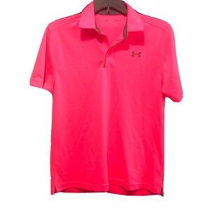 Like new Under Armor pink heart gear men’s polo golf shirt